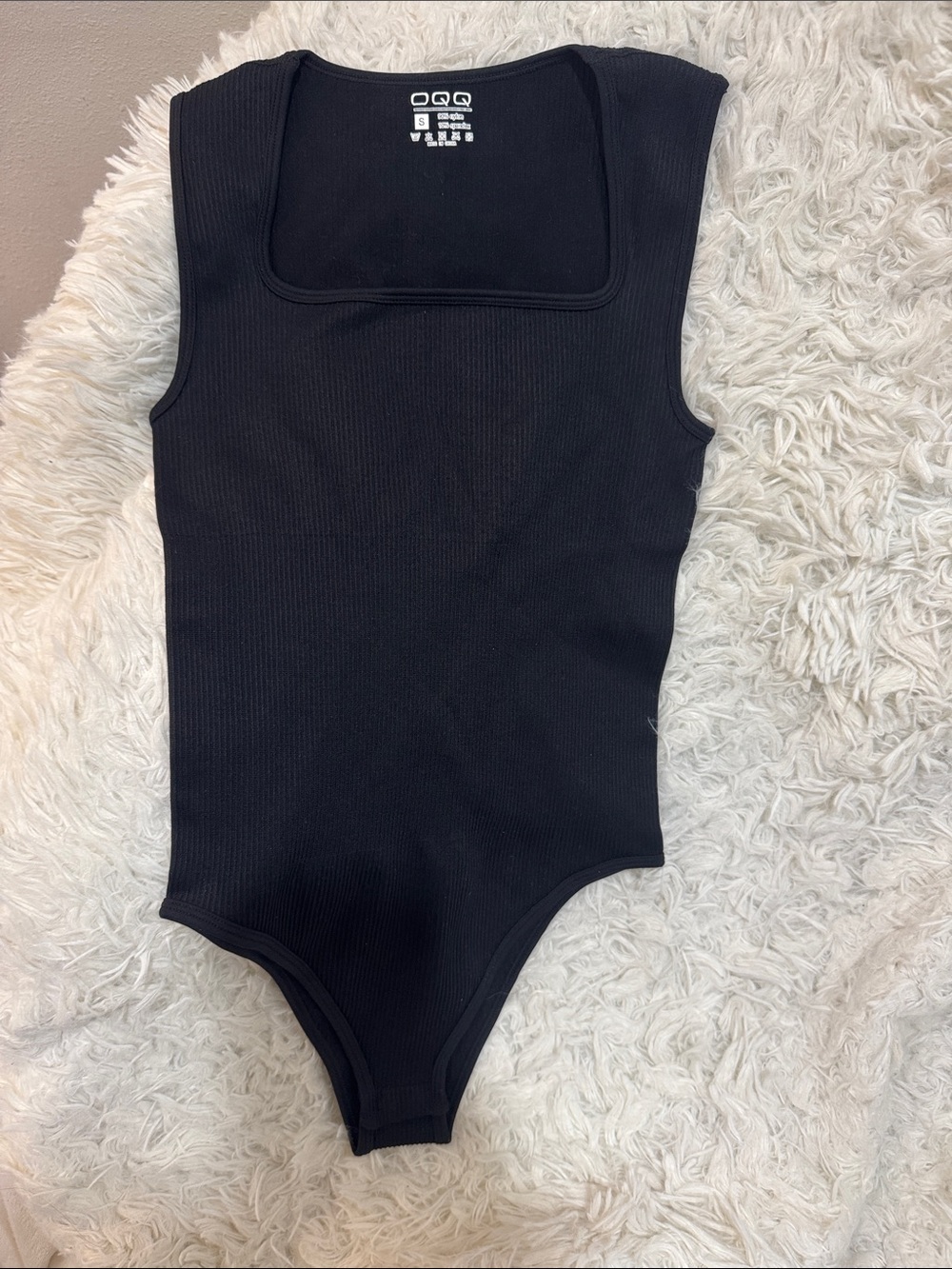 Ribbed Square-Neck Black Bodysuit — Women’s Shapewear